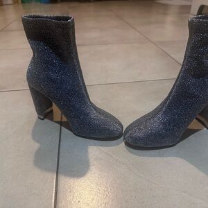 Michael Kors Gray and Black Ankle Boots with Chunky Heel and Sock-Like Fit